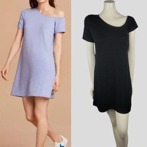 🌞ARITZIA Wilfred Free Cynda Shirt Dress Black Asymmetrical Shoulder Mini Dress